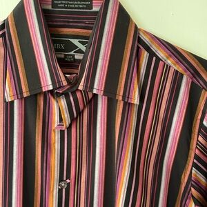 MBX Y2K Dress Shirt with Vertical Stripes